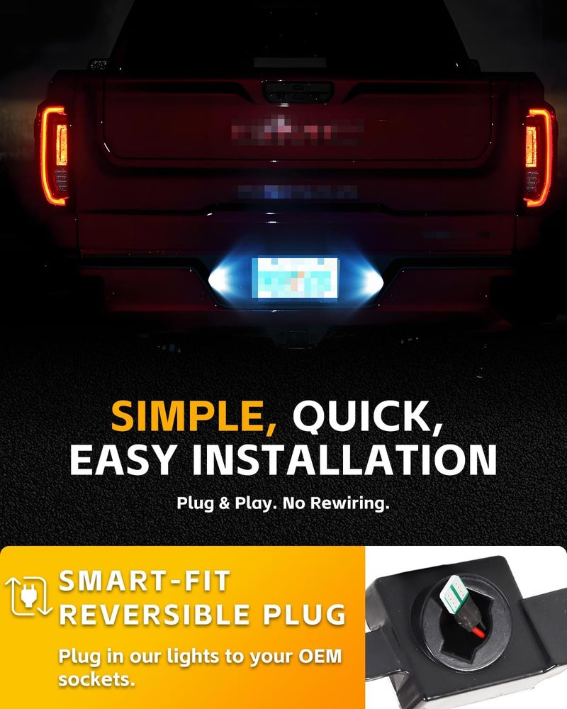 GSOWO LED License Plate Lights Fit for 2014-2023 Chevy Silverado GMC Sierra 1500 2500HD 3500HD Pickup Truck, Led Rear Tag Lamp for 2015-2022 Colorado,2015-2022 GMC Canyon, 6000K Bule Light, 2 Pcs - Image 4